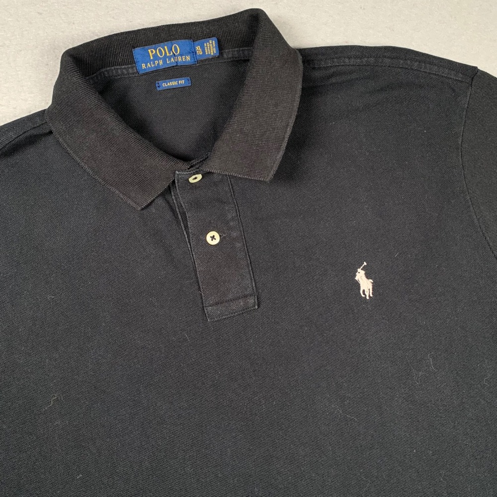 Polo Ralph Lauren Polo Shirt Mens XL Black Classic Fit Short Sleeve Pony Logo
